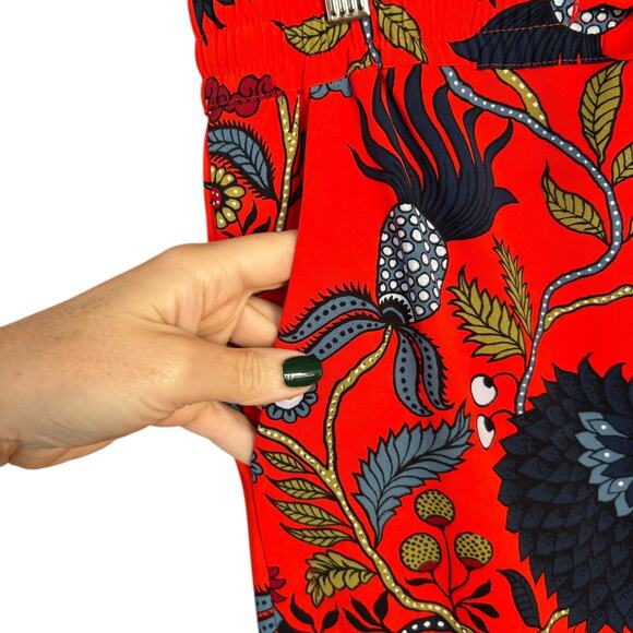 Ann Taylor LOFT Orange Floral Drawstring Skirt w/ Pockets Size Medium - Picture 3 of 5